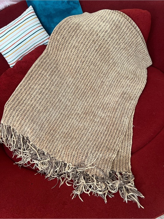 Restoration Hardware Other - Restoration Hardware 5lb Beige & Brown Chenille Woven Fringe Throw